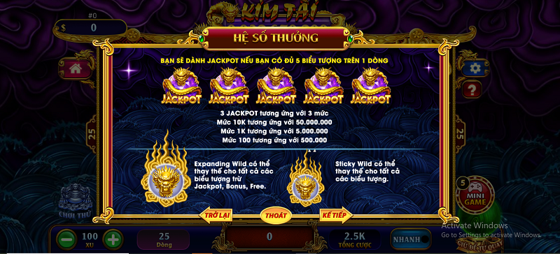 Hệ số thưởng trong slot game này hấp dẫn